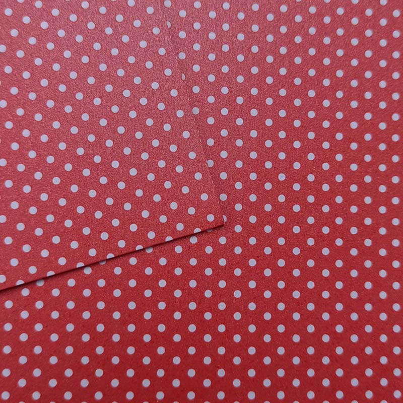 Poá Vermelho Perolizado (Bolinhas brancas)