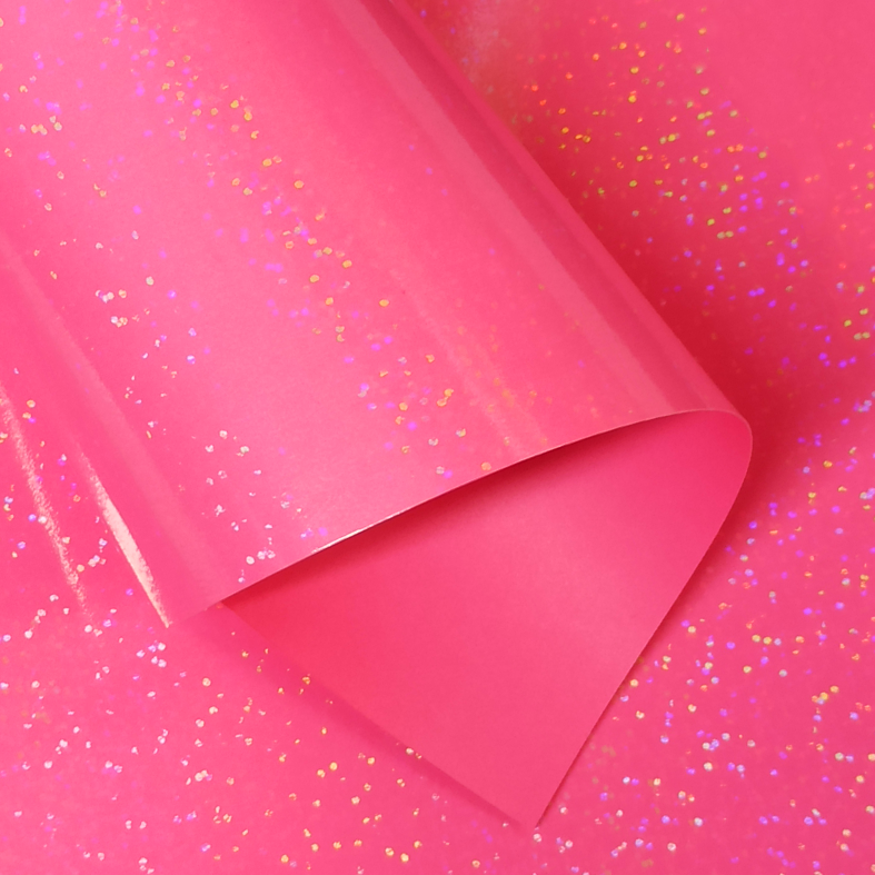 Papel Confete Pink(Brilho Holográfico)