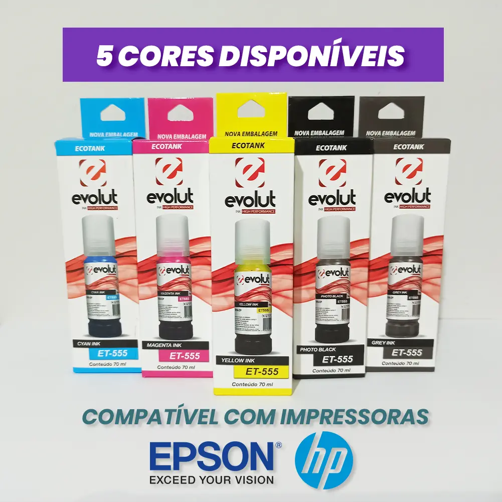 Tinta Ecotank ET-555 (70 ml) Compatível Epson – Evolut