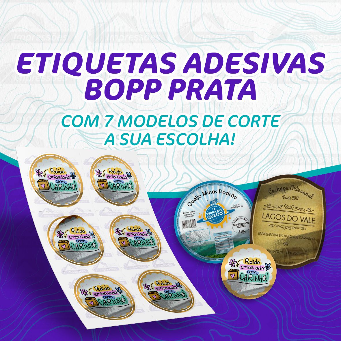 100 Etiquetas Adesivas Personalizadas Bopp Prata(Redondas) - Imagem 2